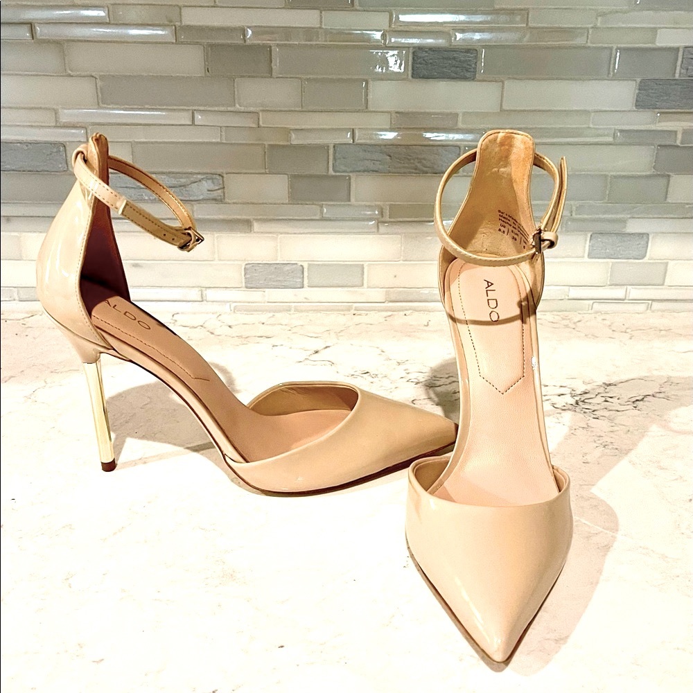 Aldo Nude Patent Leather Stiletto Heels